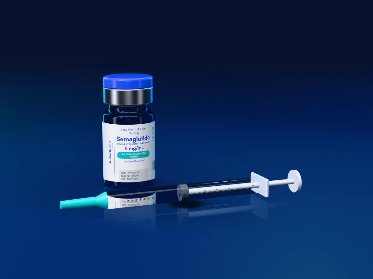 A MediCraft injectable vial with an insulin syringe