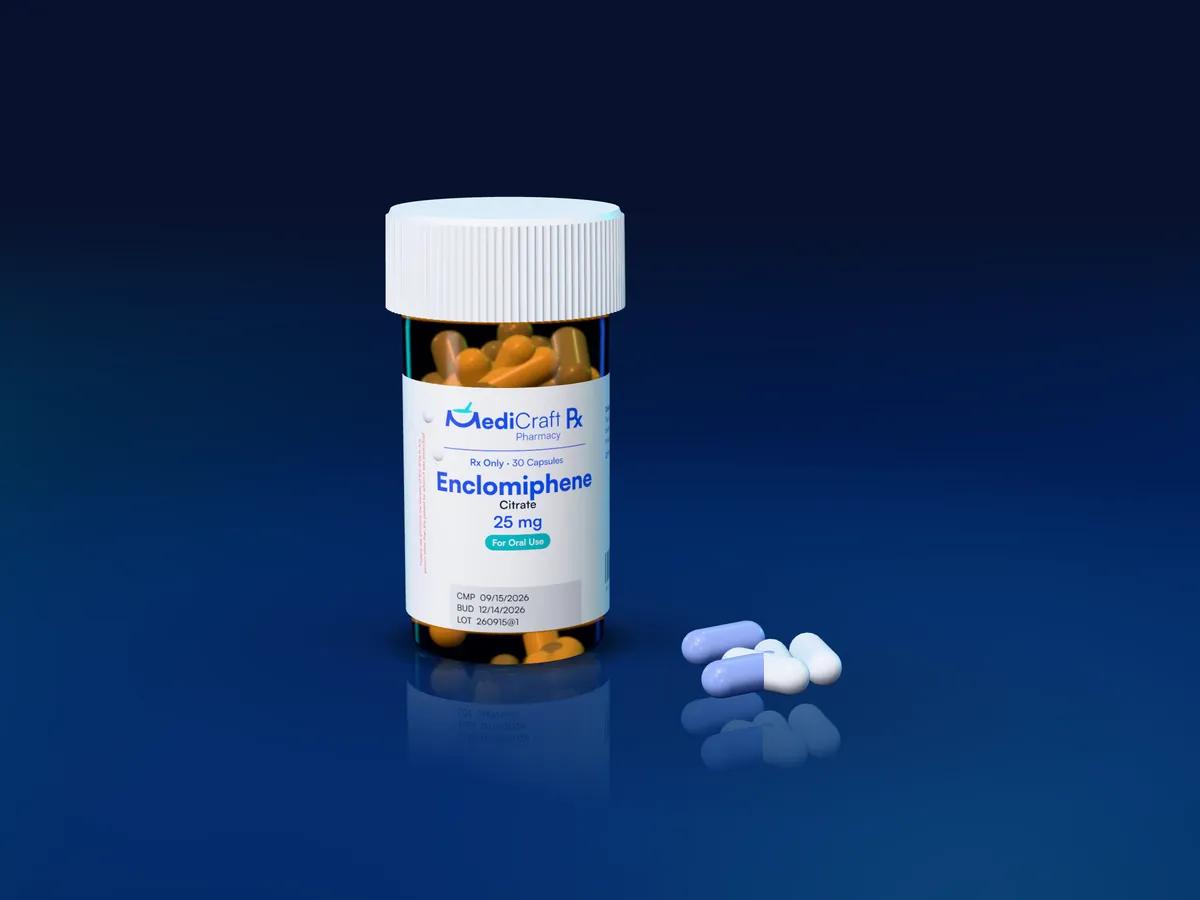 A MediCraft amber Rx bottle with loose capsules