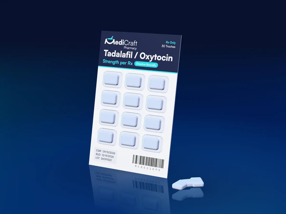 A MediCraft troche blister card with loose troches